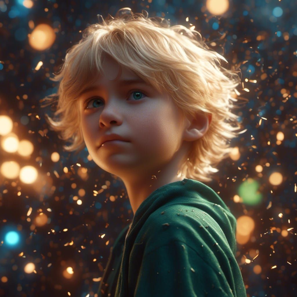 Detailed Portrait of a Blond Boy in Hyperrealistic Style