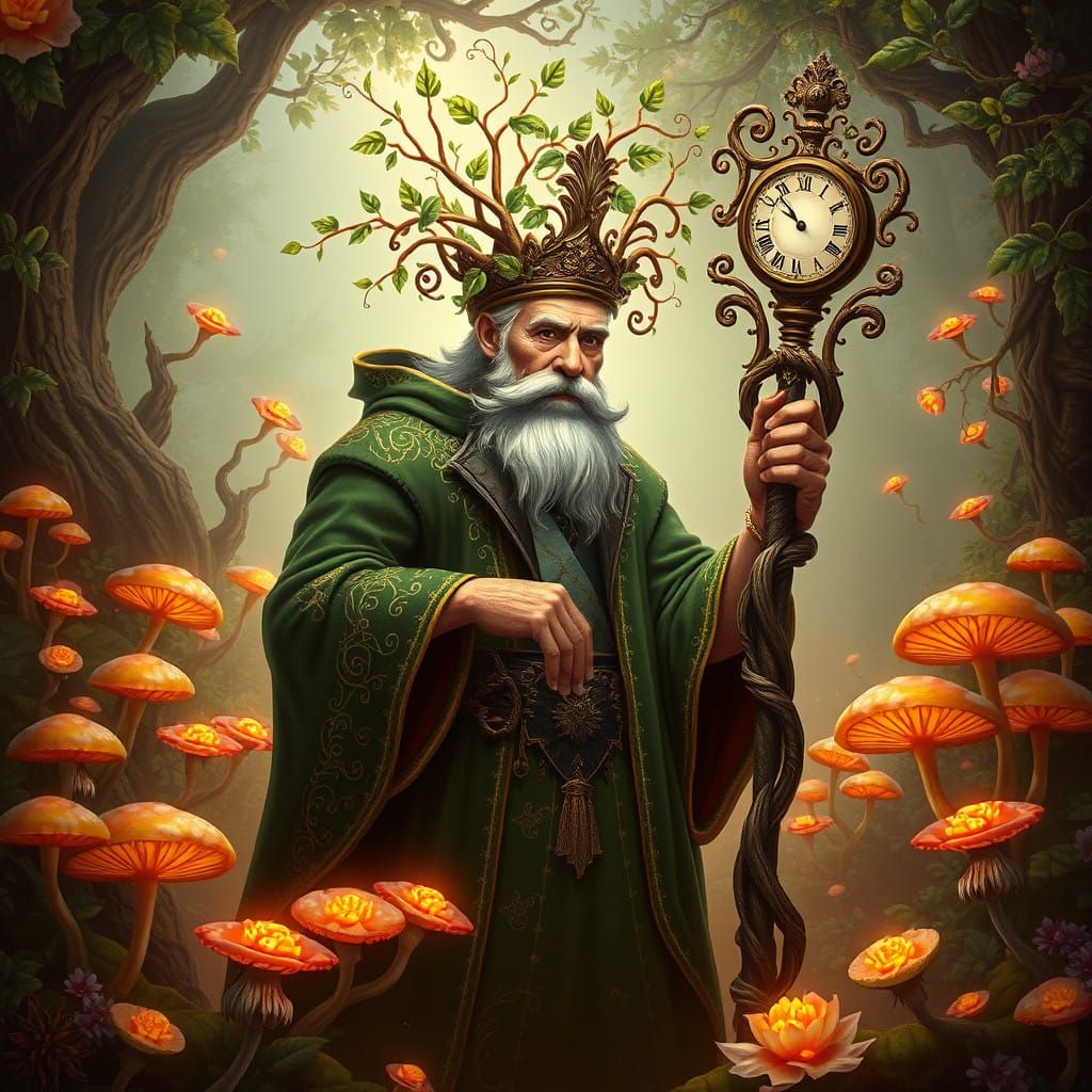Regal Old Father Time in Enchanted Forest Glade