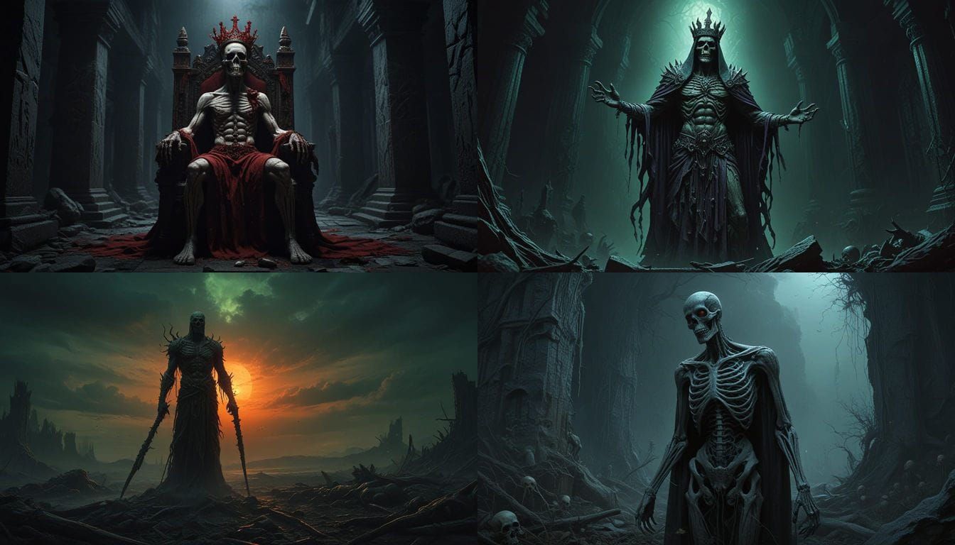 Zombie God Rises in a Dark Landscape