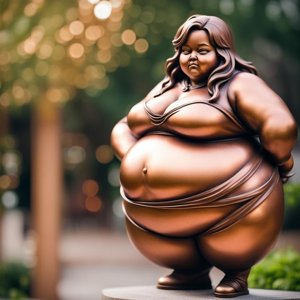 Copper Anime Statue with Bokeh Lighting