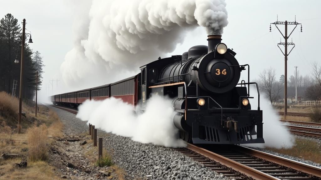 Train Wreckage in a Desolate Landscape