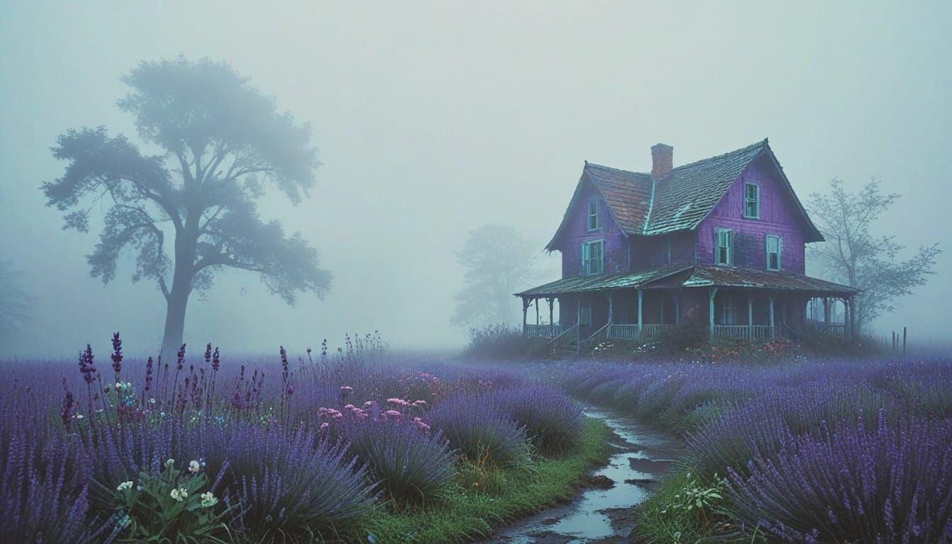 Grunge Fog Landscape in Triadic Colors