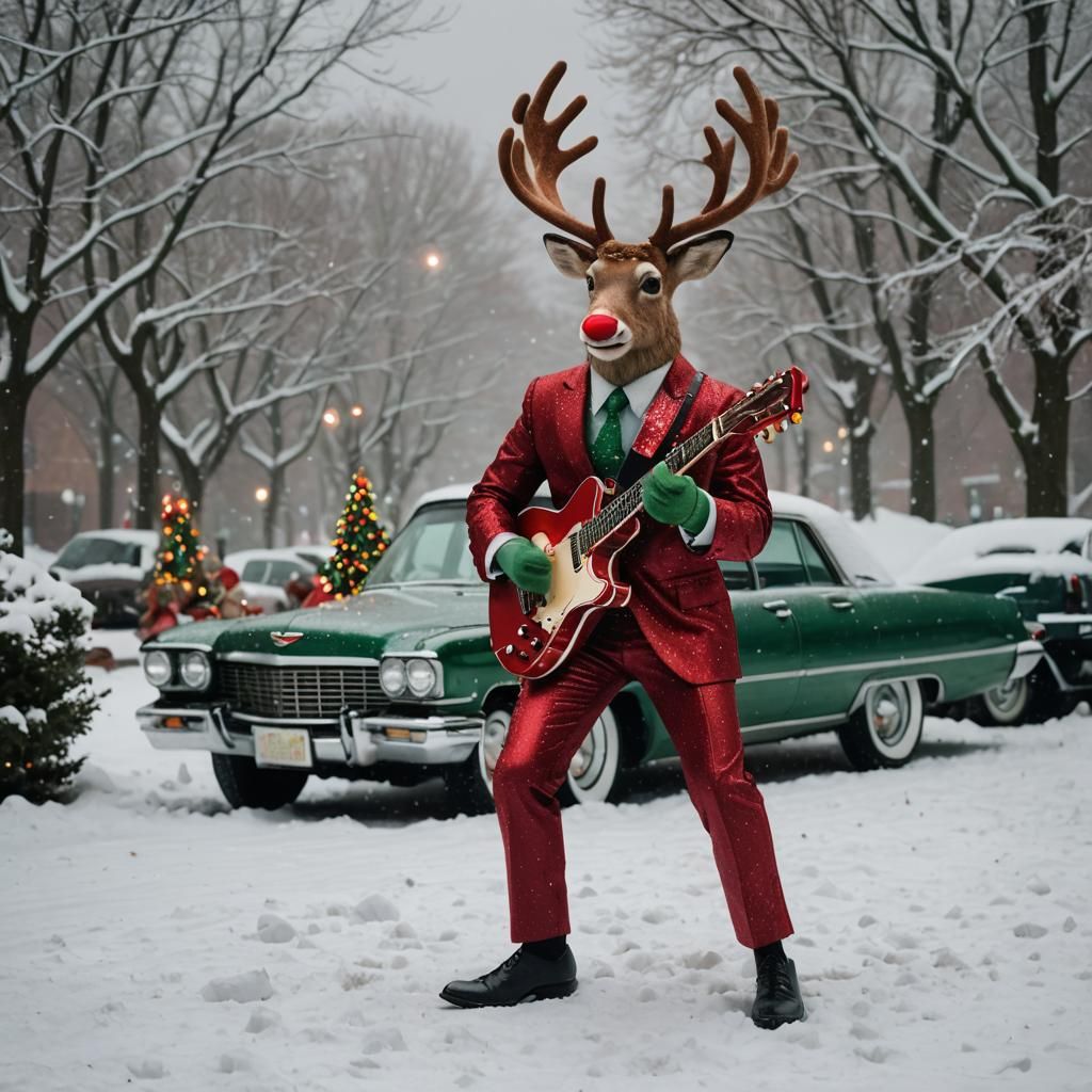 Rudolph Rocks Christmas with Electric Guitar