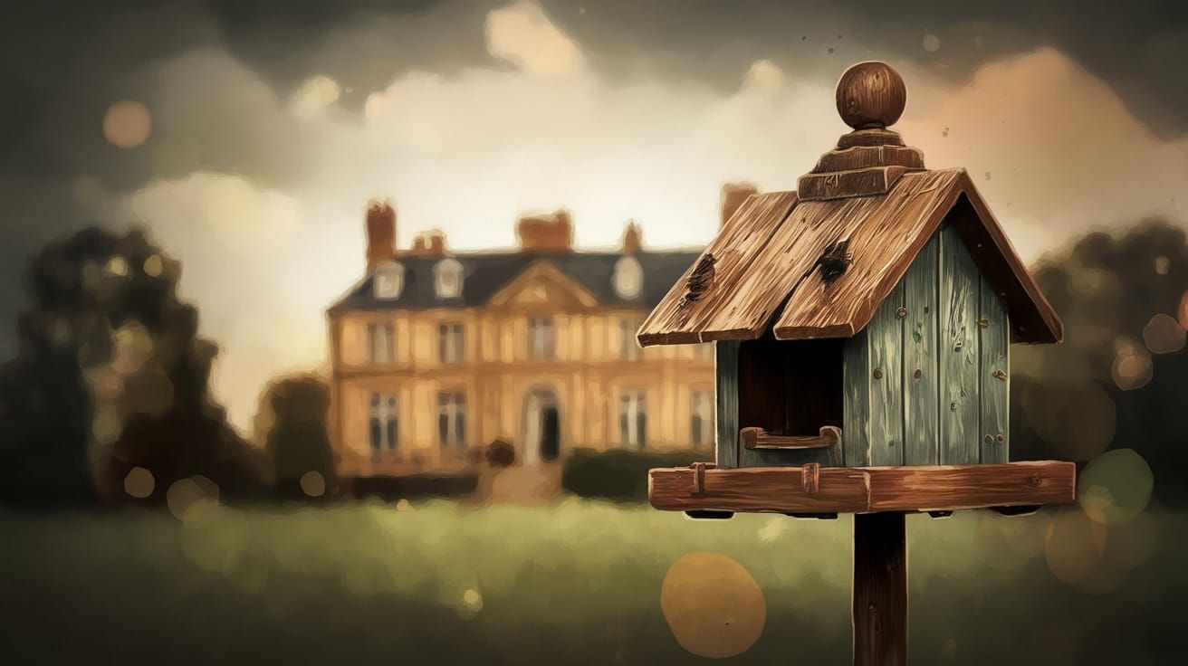 Cozy Bird Feeder in Front of a Stately Home