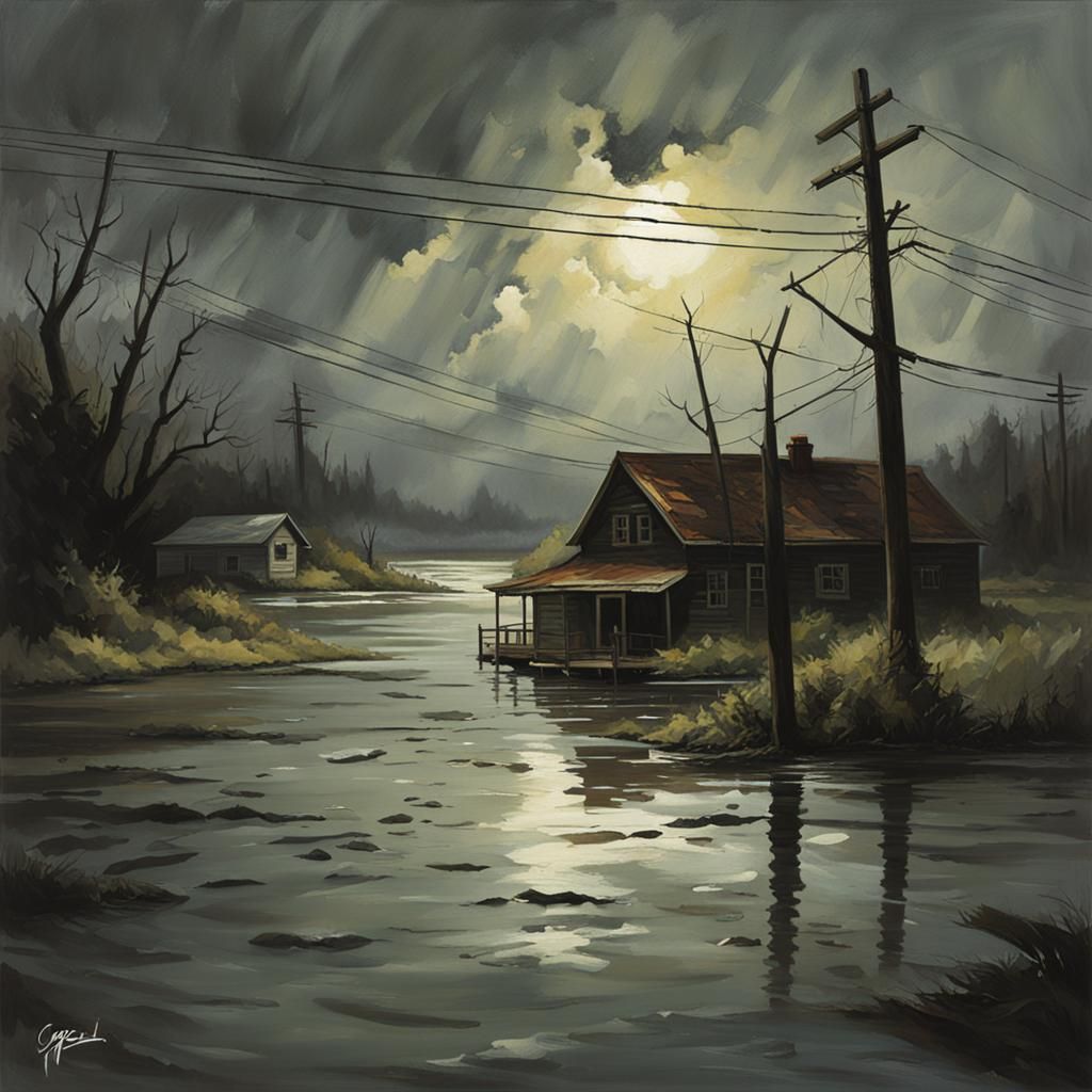 Sinister Flood Scene as Digital Artwork