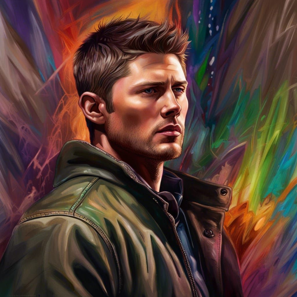 Hyperrealistic Portrait of Dean Winchester with Dramatic Lig...