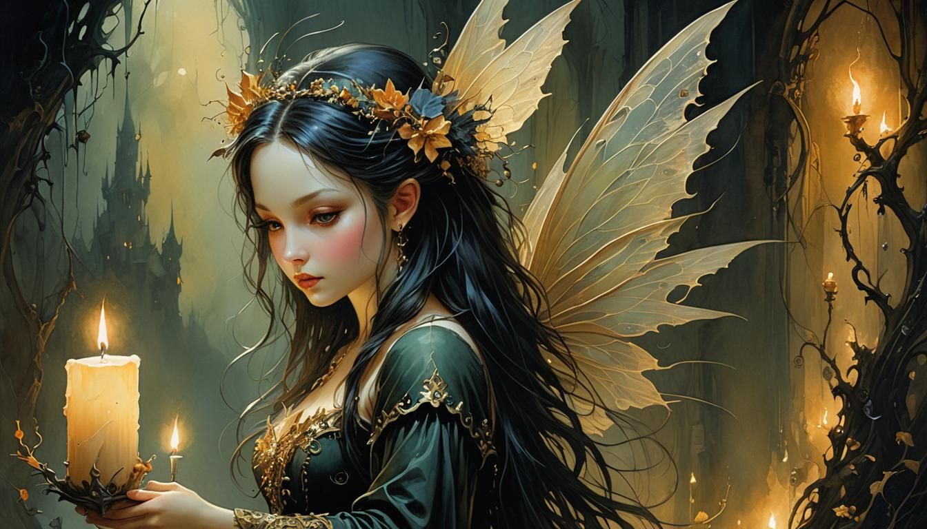 Candlelit Fairy in Dark Magical Shades
