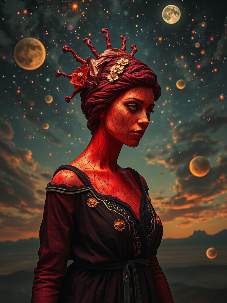 Surreal Tessellated Tears Over Castle as Textile Sculpture