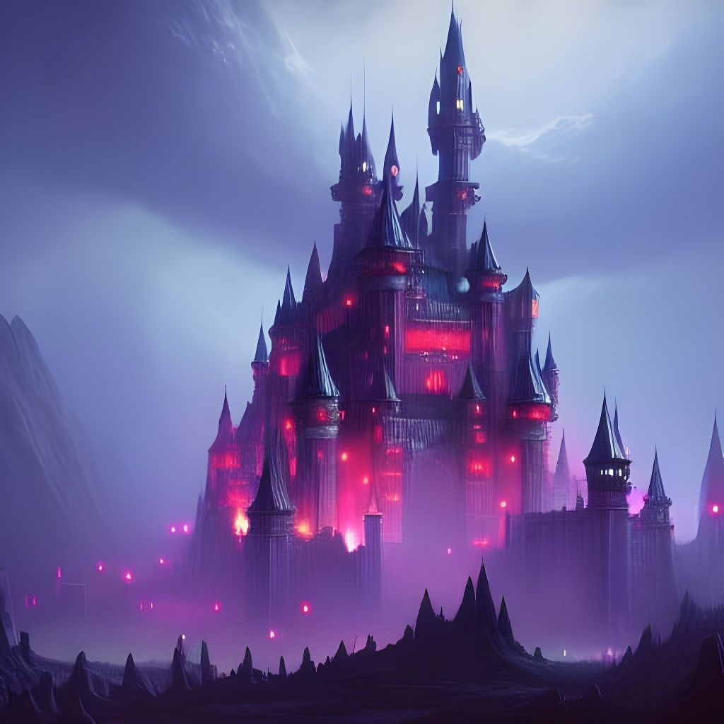 Psychedelic Fantasy Castle in Dark Fantasy Concept Art