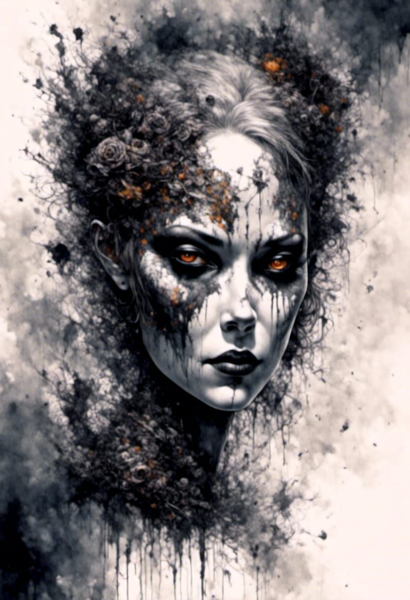 Ghoul with Harlequin Eyes in Surreal Style