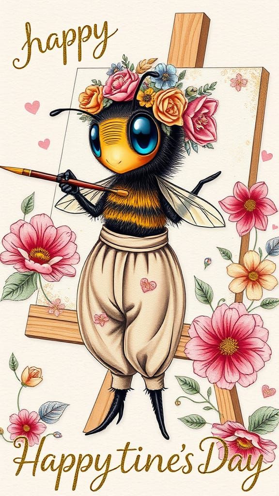 Whimsical Valentine's Day Bumblebee Artist