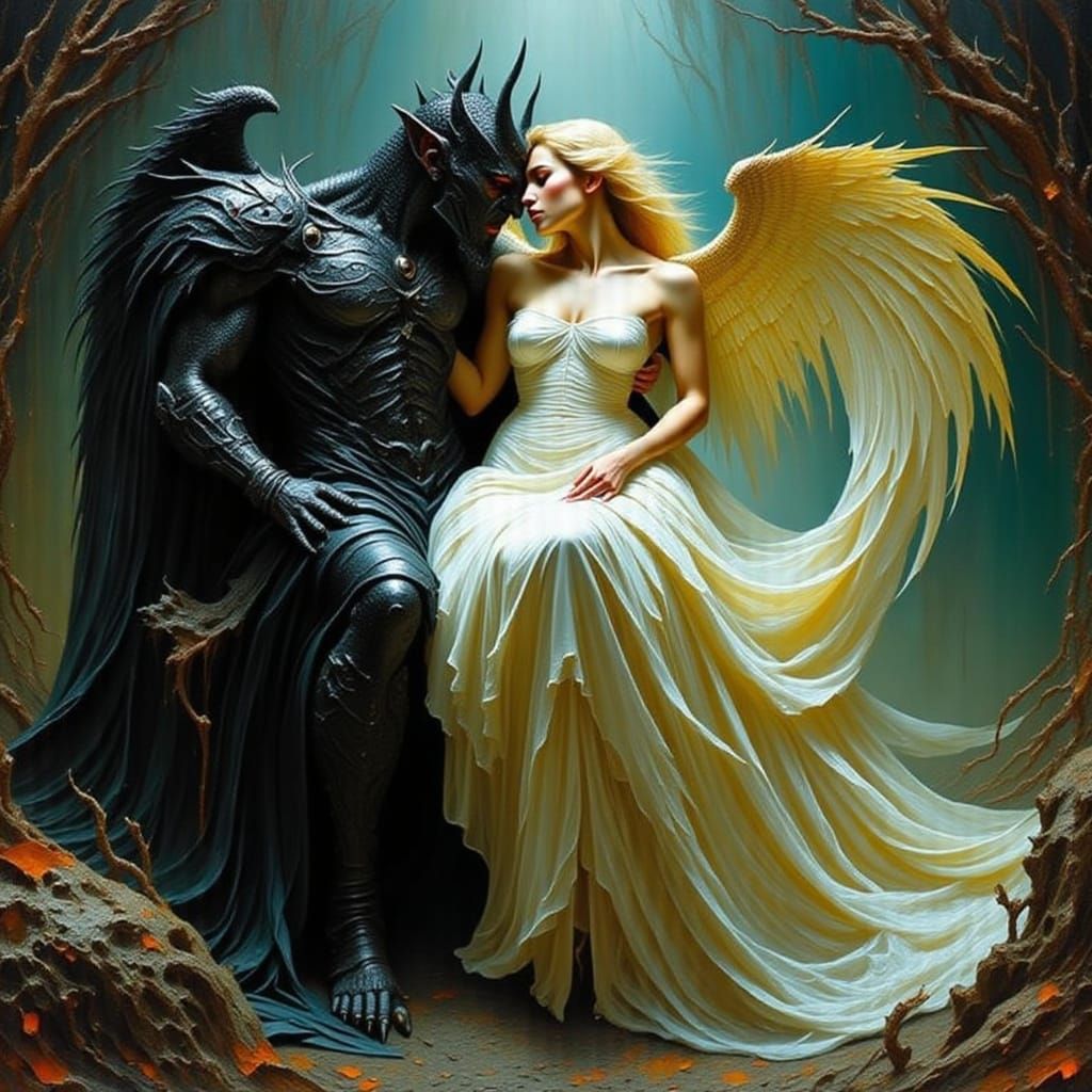 Angelic Embrace: Dark Romanticism and Biomechanical Noir