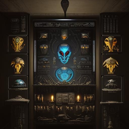 Cyberpunk Scarab Beetle in Ancient Egyptian Style