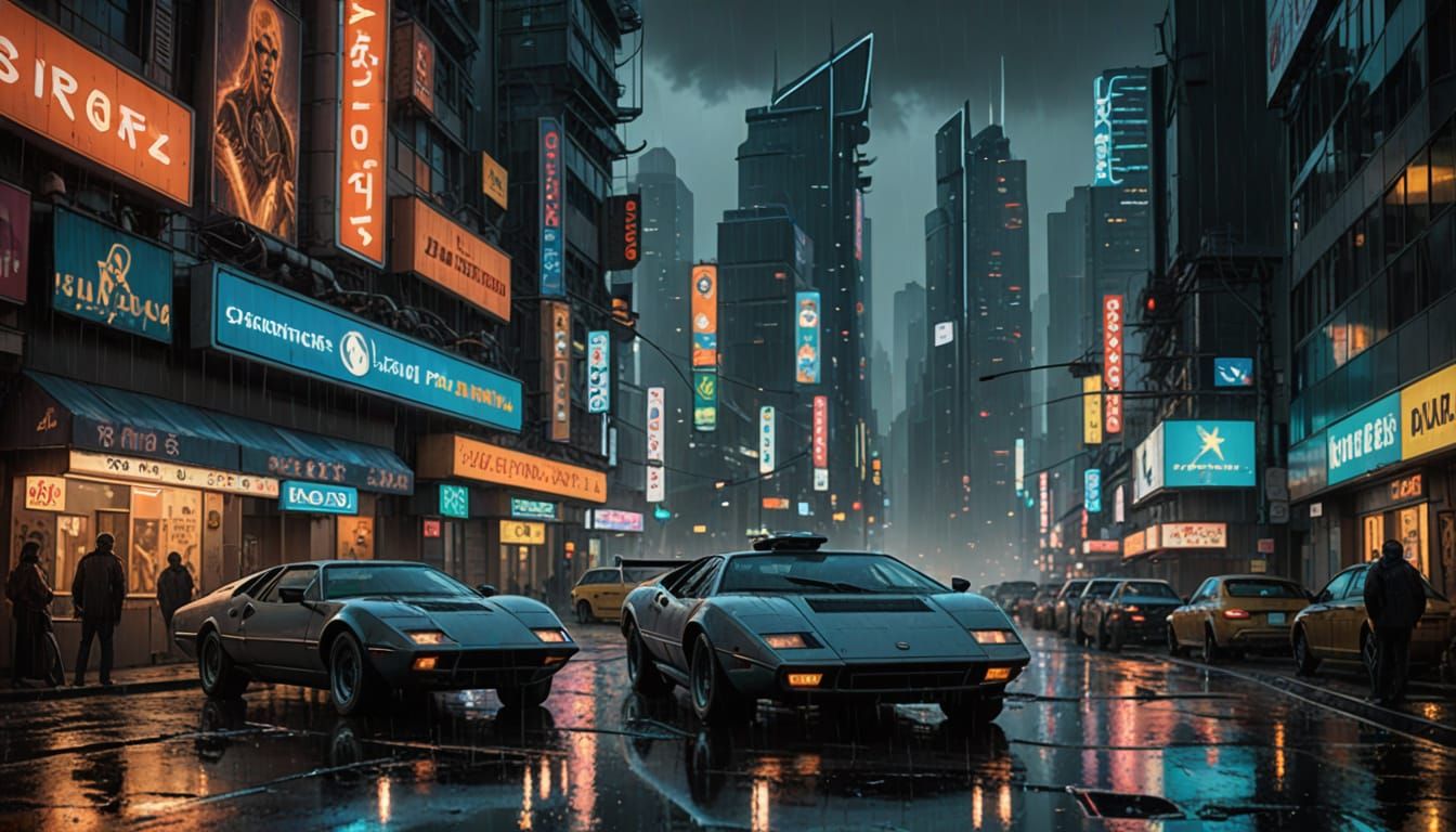 Dystopian Metropolis at Night, Hyper-Realistic