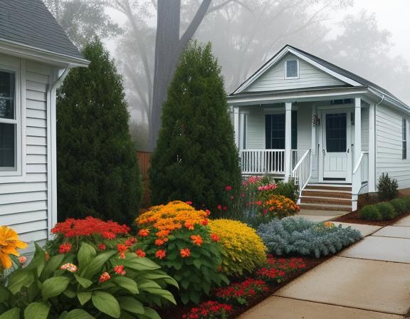 Rainy Autumn Day in North Carolina Suburbs