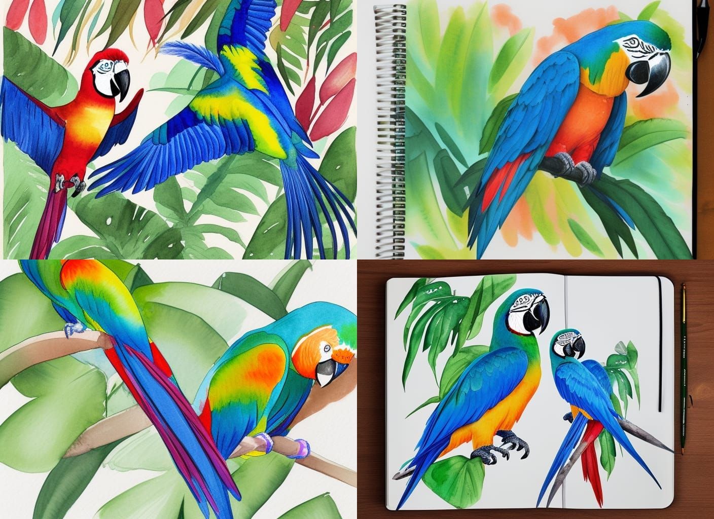 Colorful Macaw: Watercolor Sketchbook Drawing