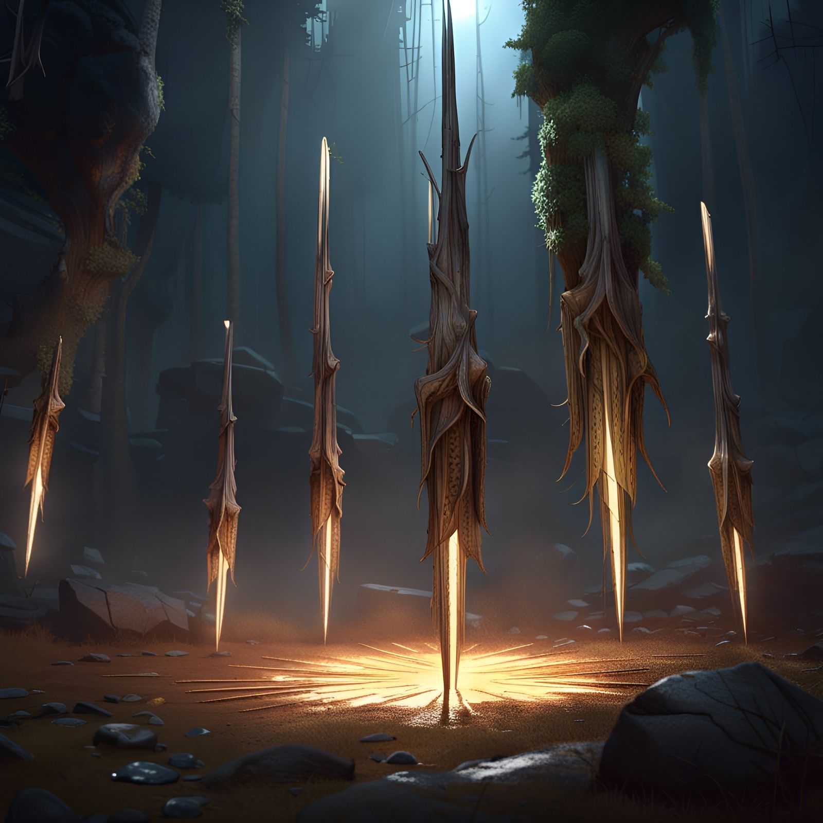 Radiant Light Spears in Withered Ground: Bonseki Style