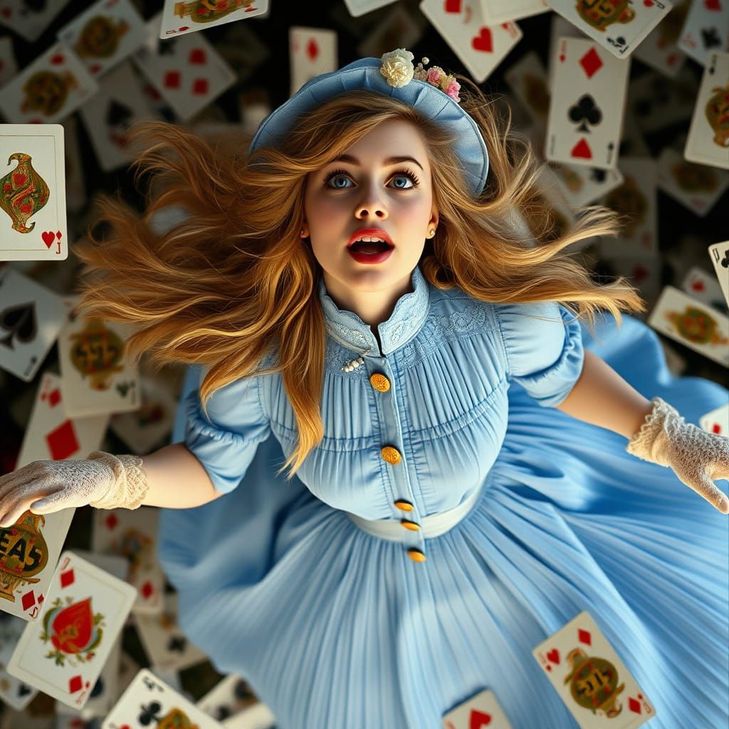 Ethereal Victorian Woman Plummets into Whimsical Cardboard A...