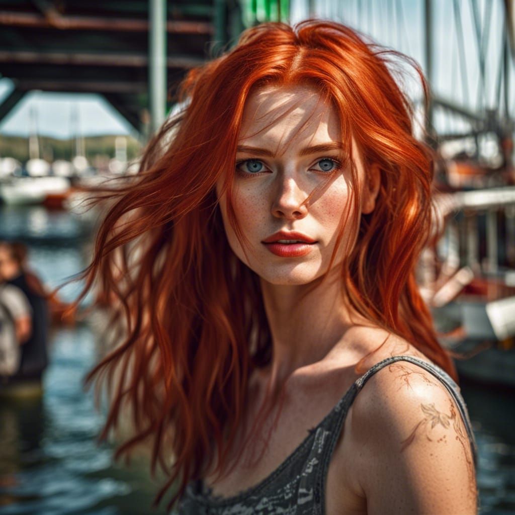 Beautiful Irish Girl Portrait at Seaside Wharf