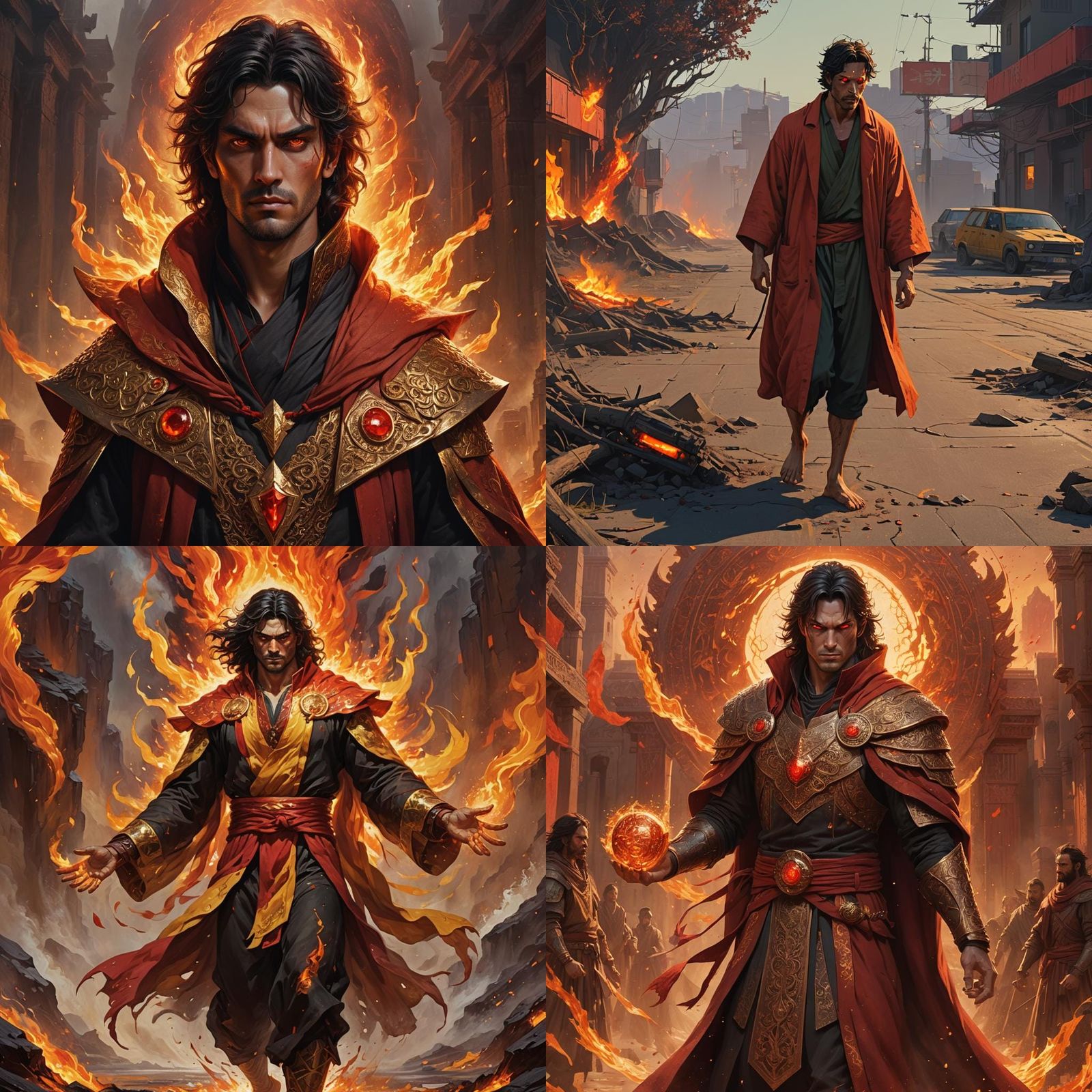 Fiery God of War in Detailed Matte Painting