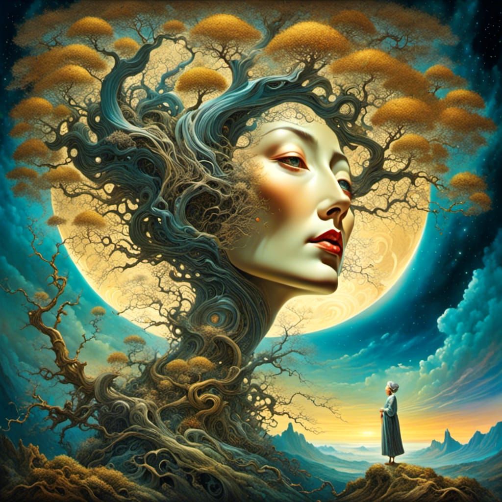 Surrealist Tree Woman in Salvador Dali Style