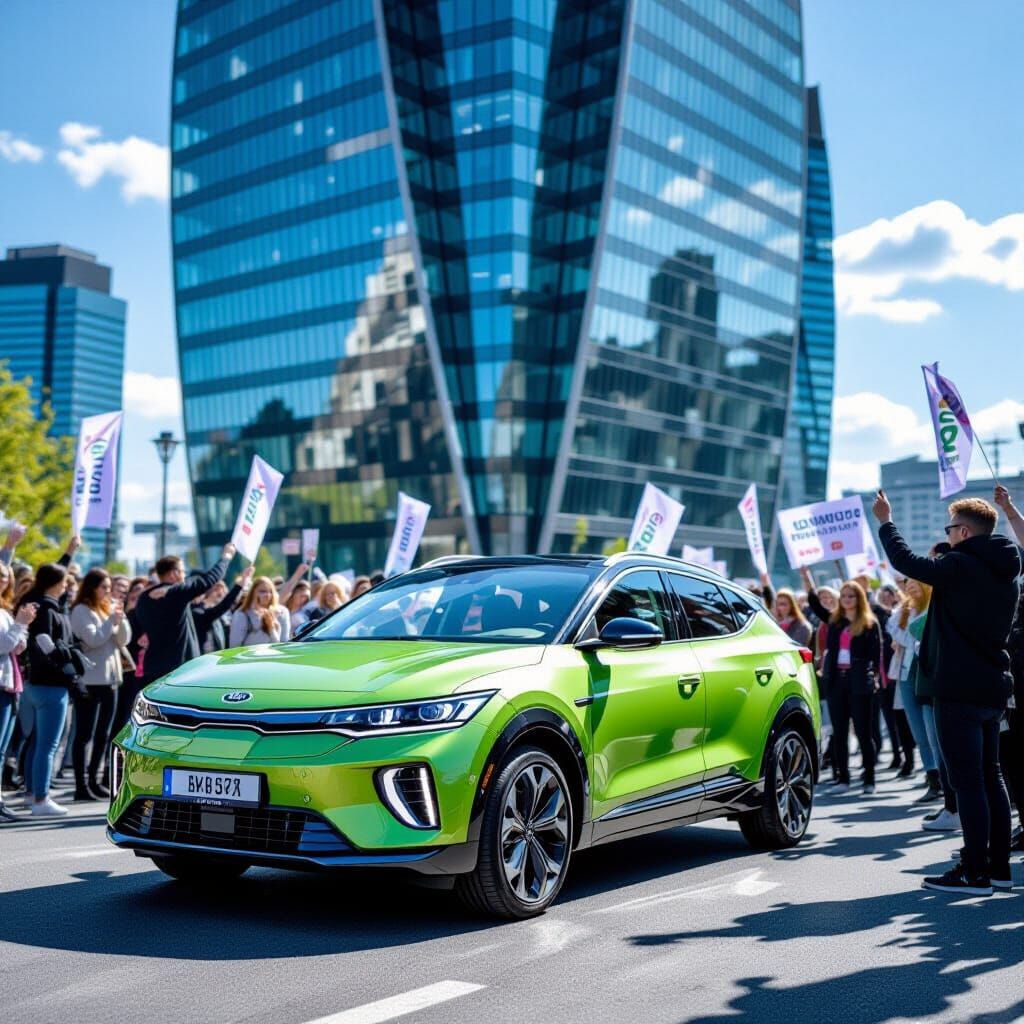 Kia EV6 Electric Car Flash Mob in Sunny City