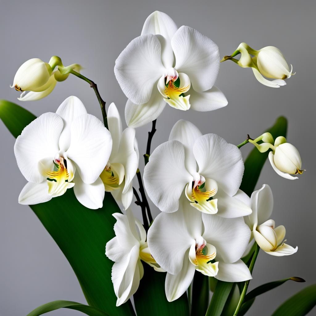 Elegant Heron with White Orchid