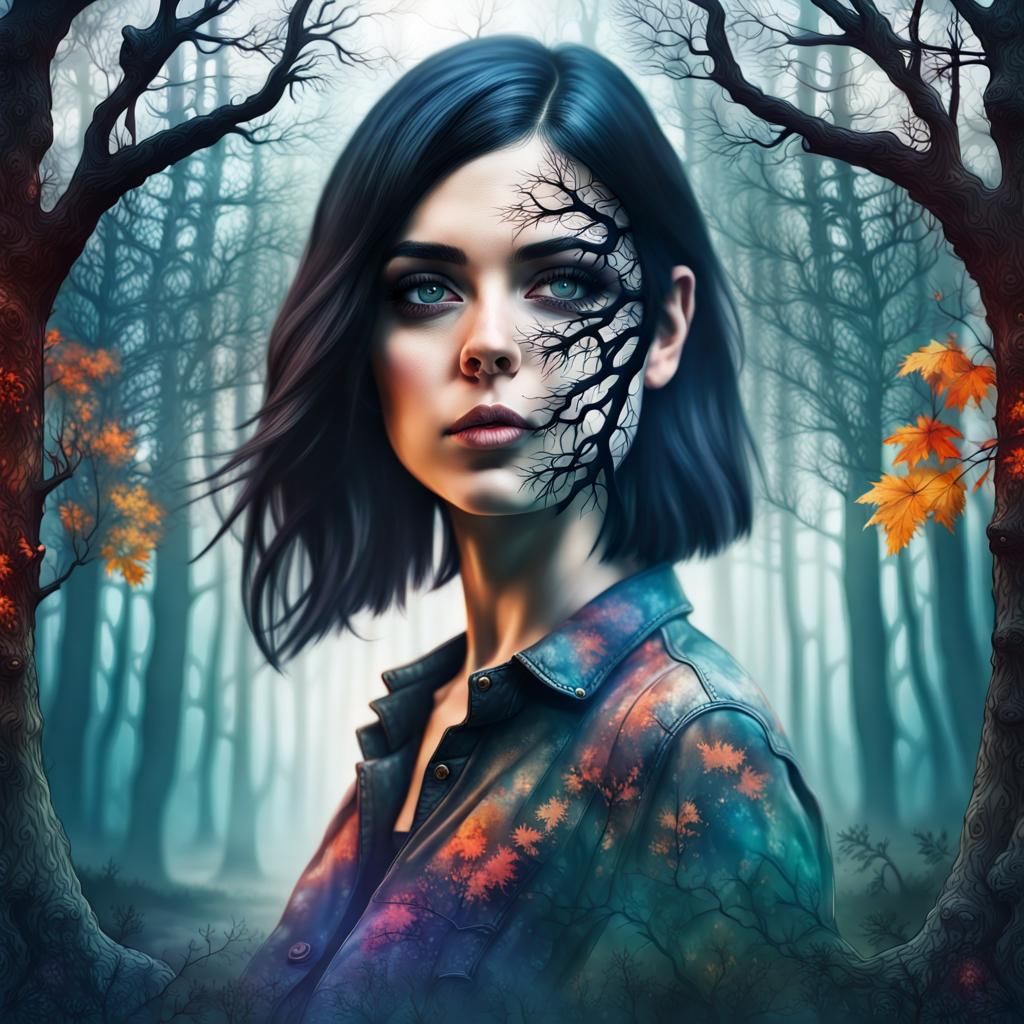 Haunted Forest Double Exposure Portrait