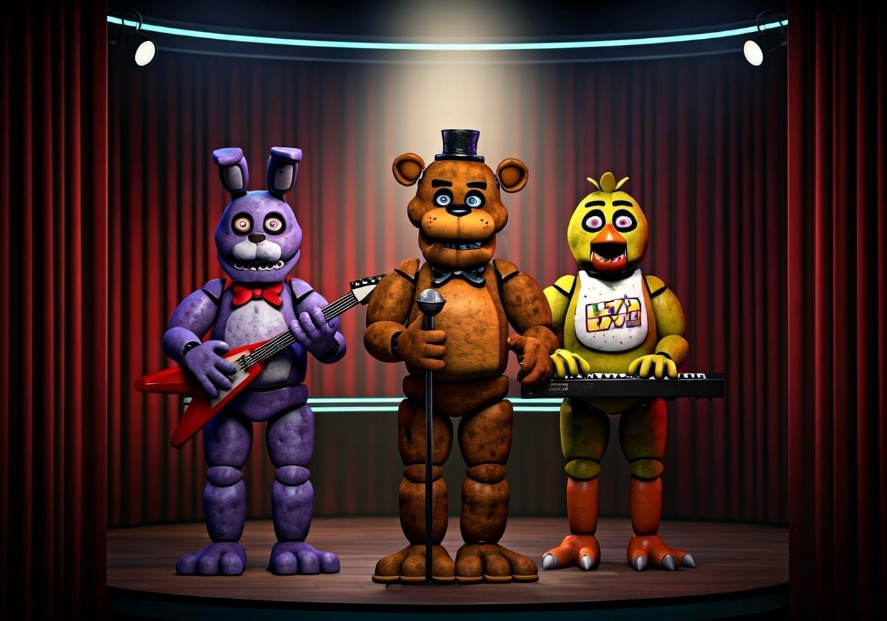 Freddy Fazbear and Friends in Retro Horror Style