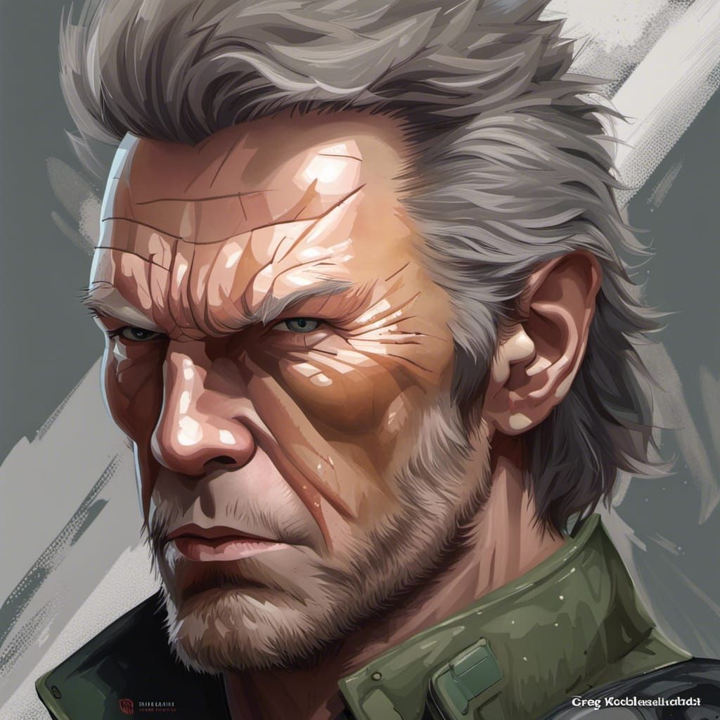 Clint Eastwood as Solid Snake: Hyperdetailed Portrait