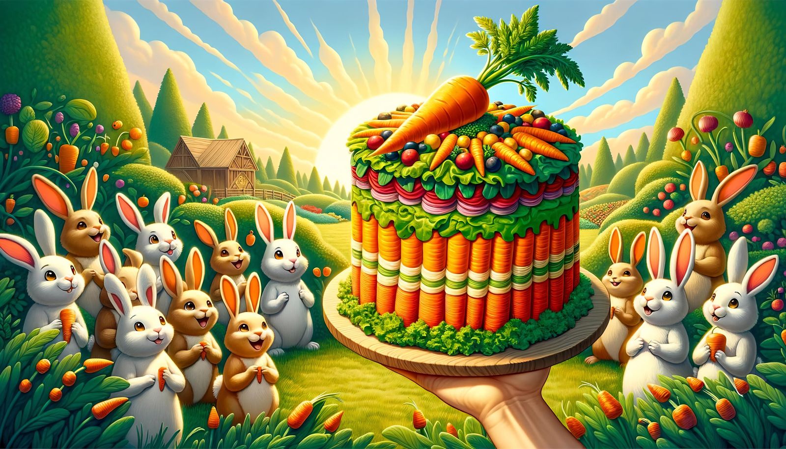 Whimsical Carrot Cake Fantasy Illustration