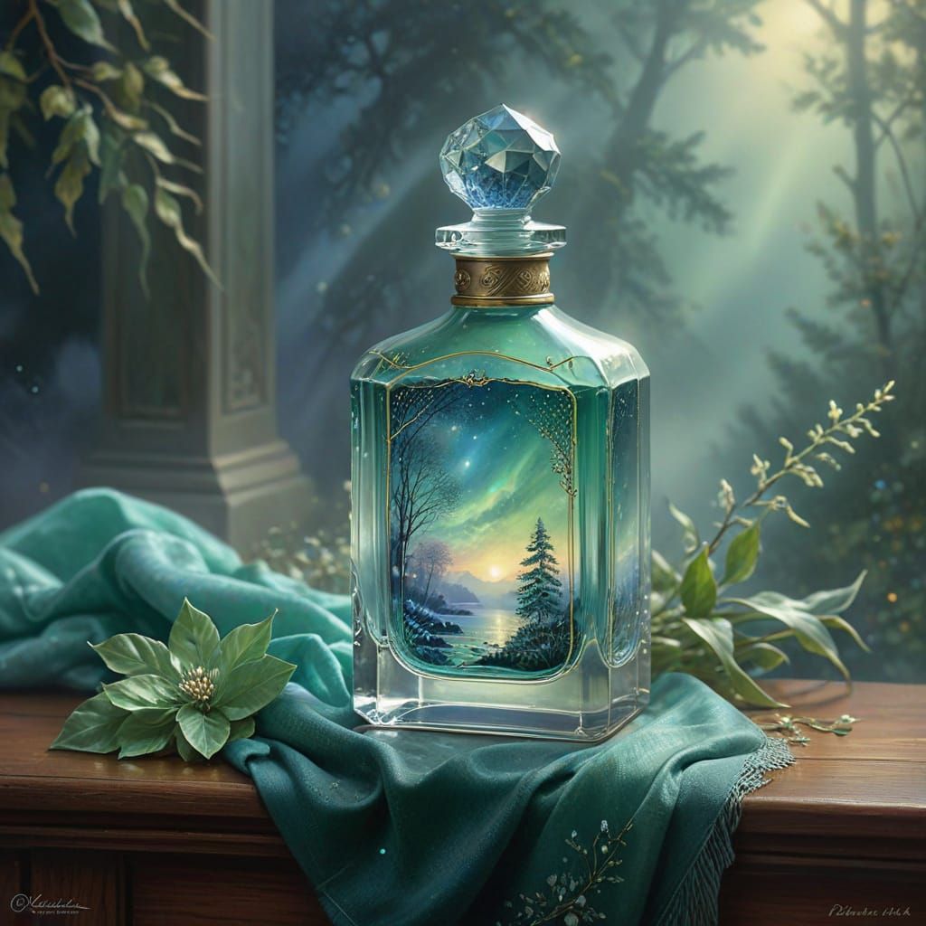 Crystal Perfume Bottle in Dreamlike Watercolour
