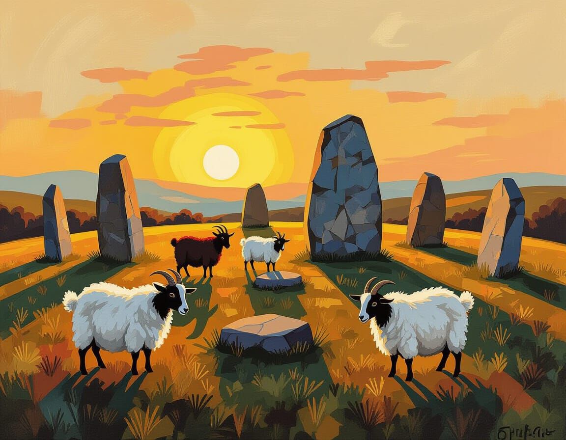 Dwarf Goats Roam a Beaker Folk Stone Circle