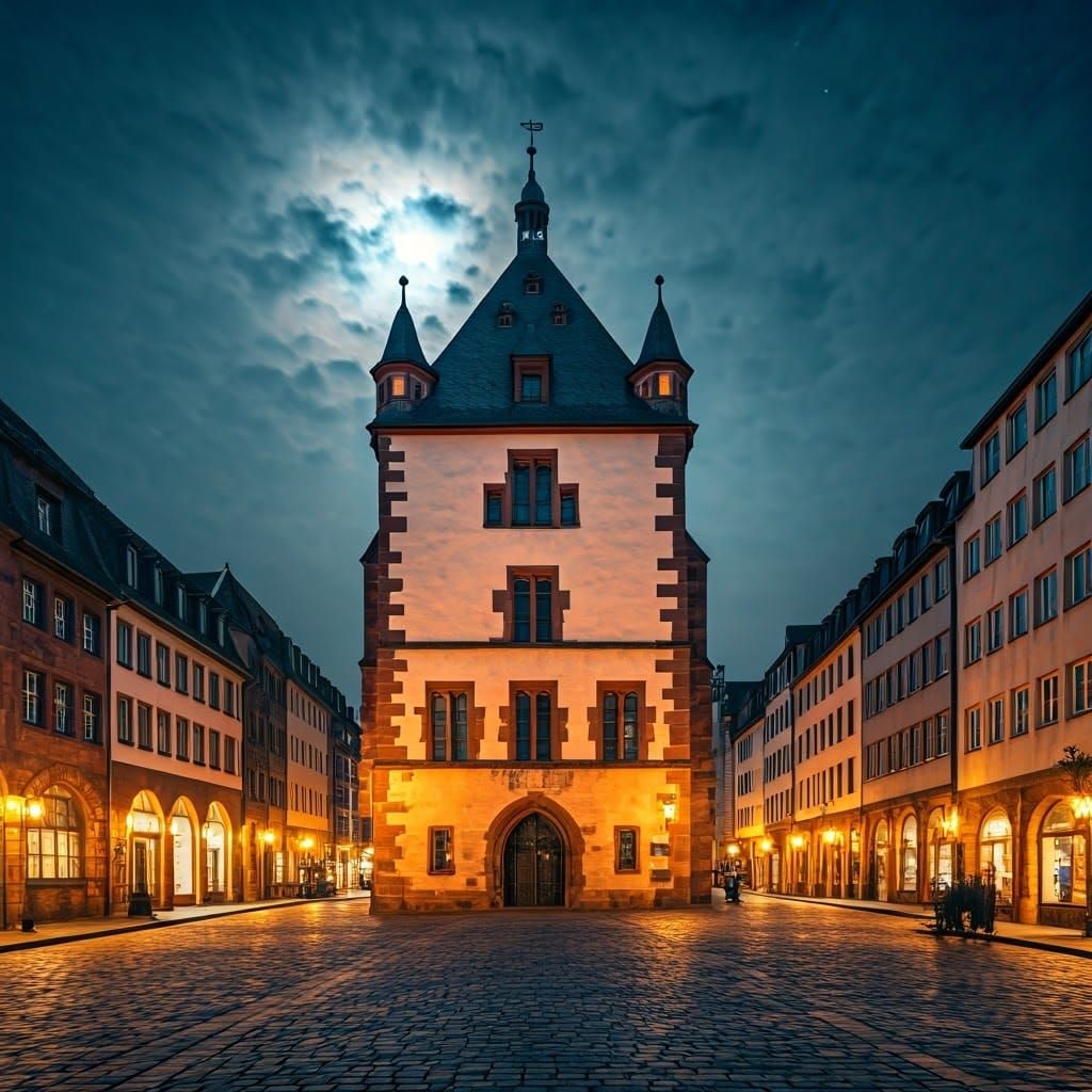 Eschenheim Tower in Frankfurt: Moonlit Gothic Architecture