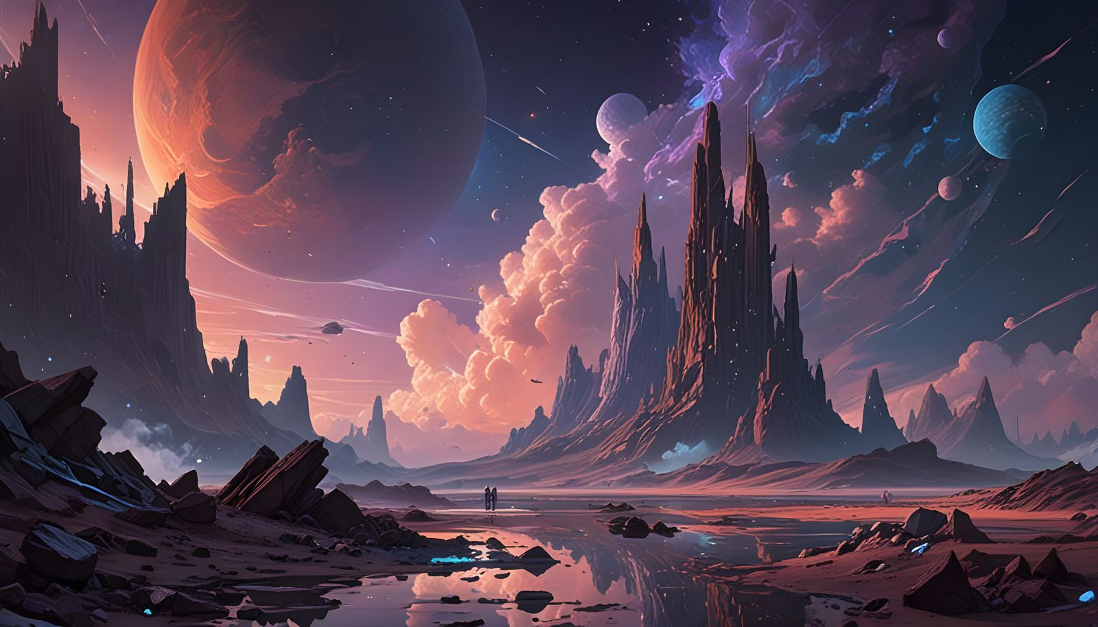 Cosmic Universe Cubist Oil Painting in Vibrant Glass Effect