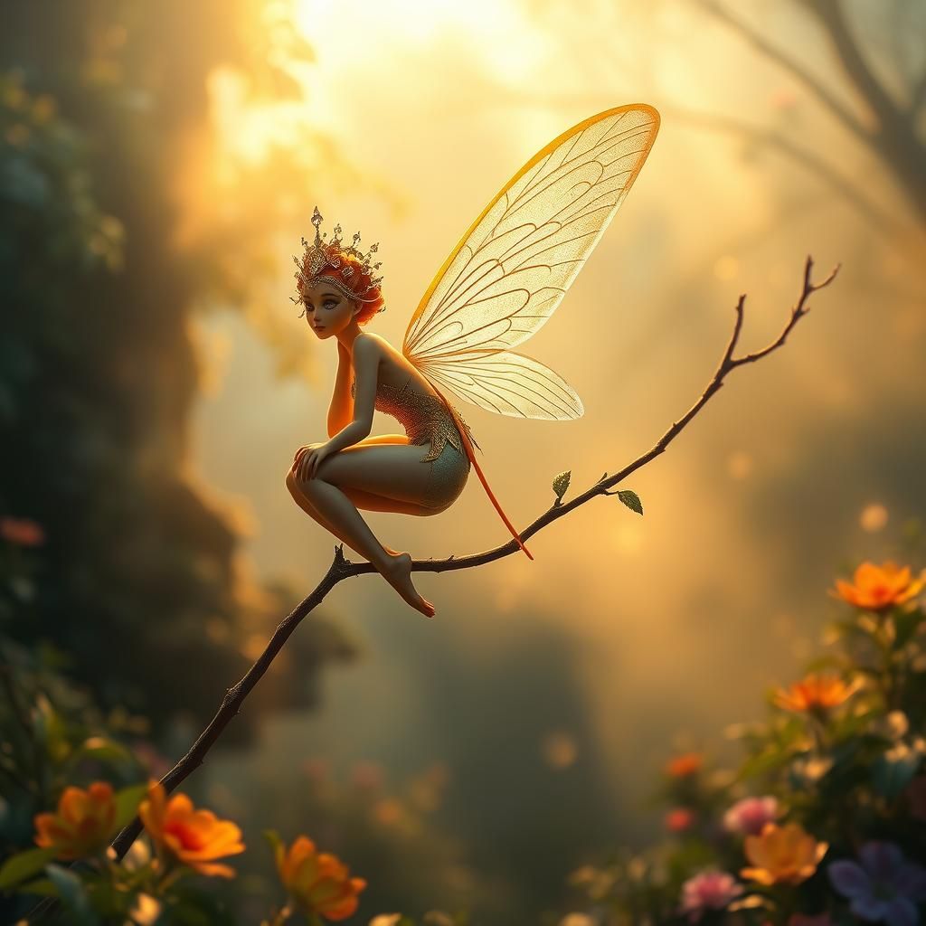 Jeweled Fairy in Fantasy Wonderland: Digital Art