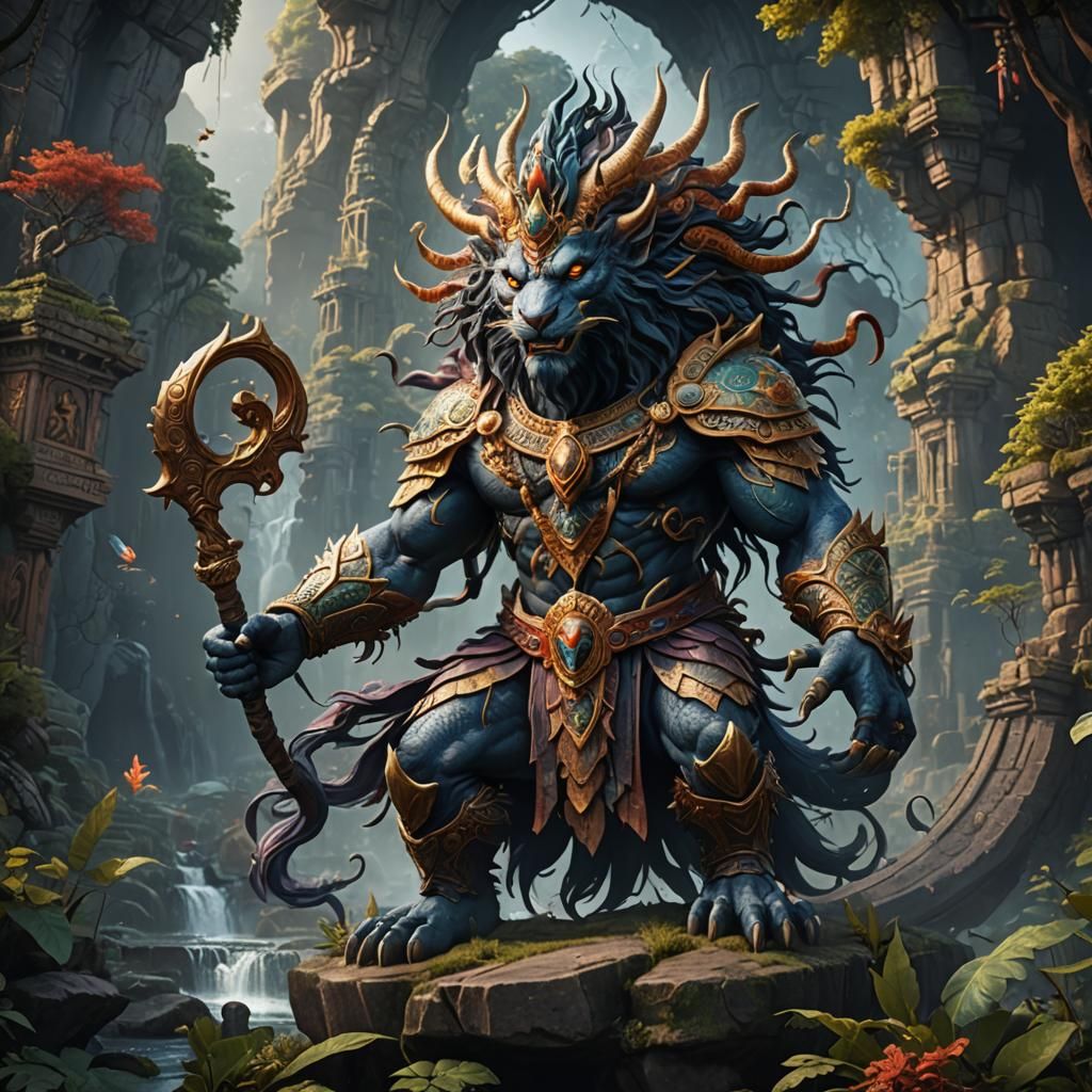 Navagunjara Mythical Creature: Detailed Fantasy Art