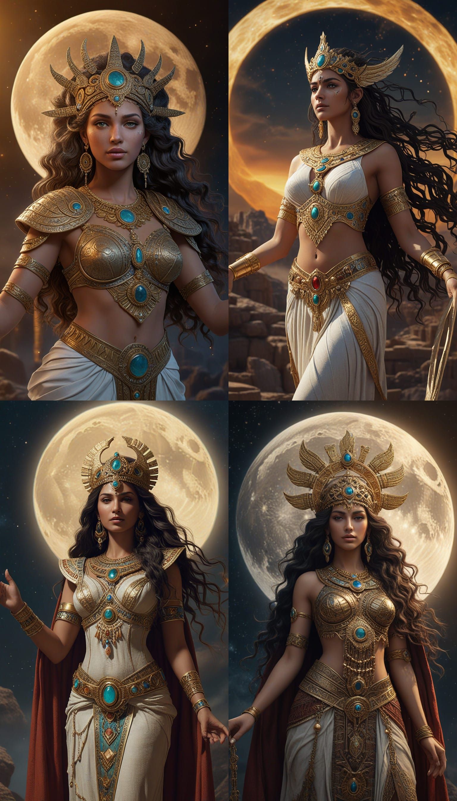 Ancient Hebrew Goddess Asherah Shines in Luminous Moonlit Gl...