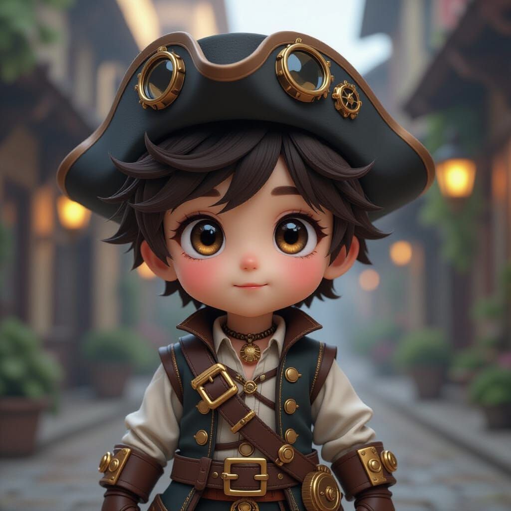 Steampunk Pirate Boy Doll in 3D Anime Style