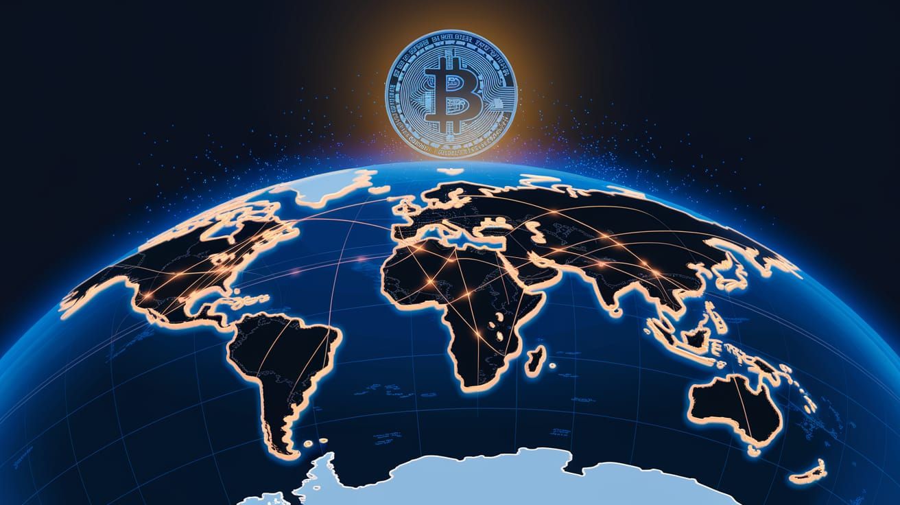 Global Connectivity Network in Vibrant Blue and Gold