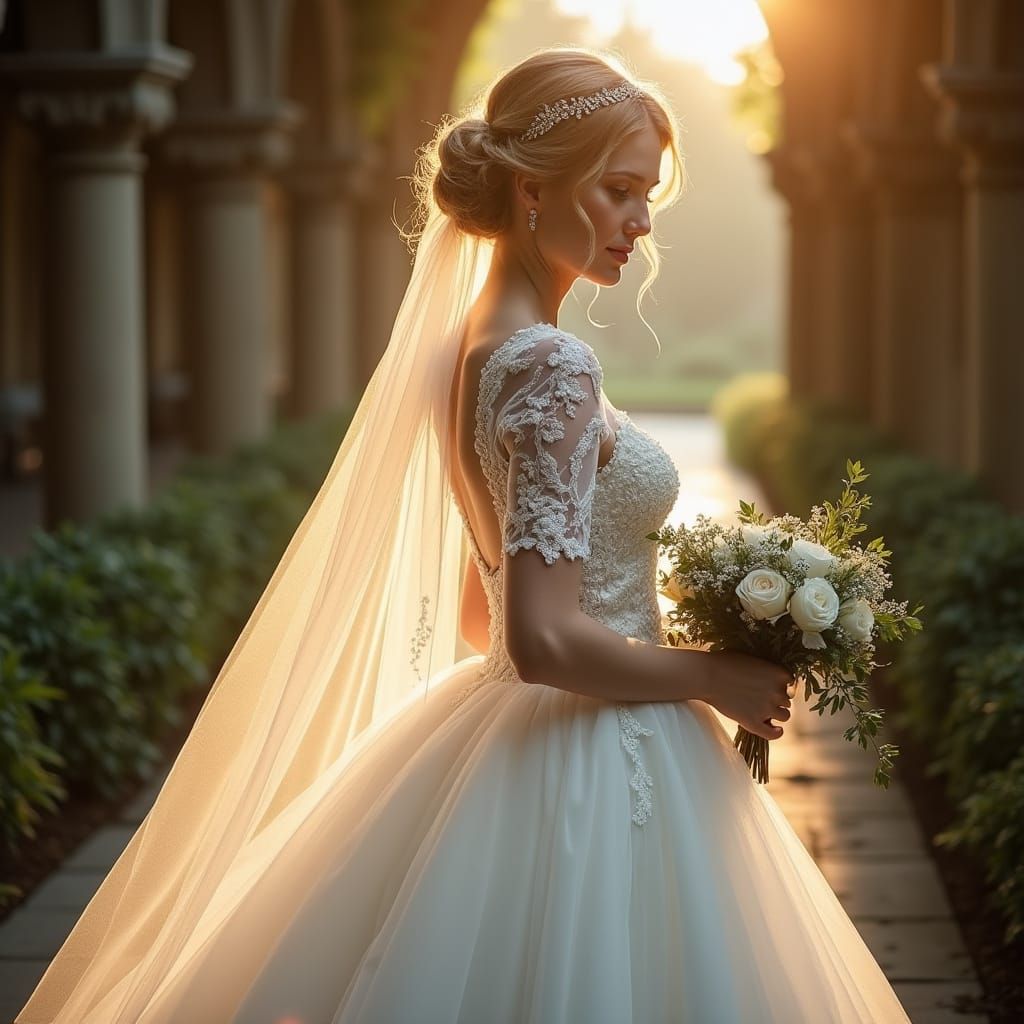 Ethereal Bride in Pristine White Wedding Dress