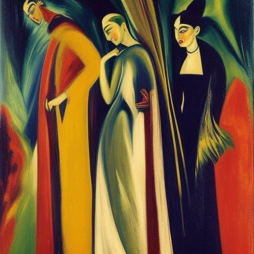 Faceless King of Nature in Expressionist Style