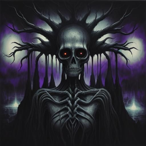 Eerie Bioluminescent Figure in Dark Expressionism Style