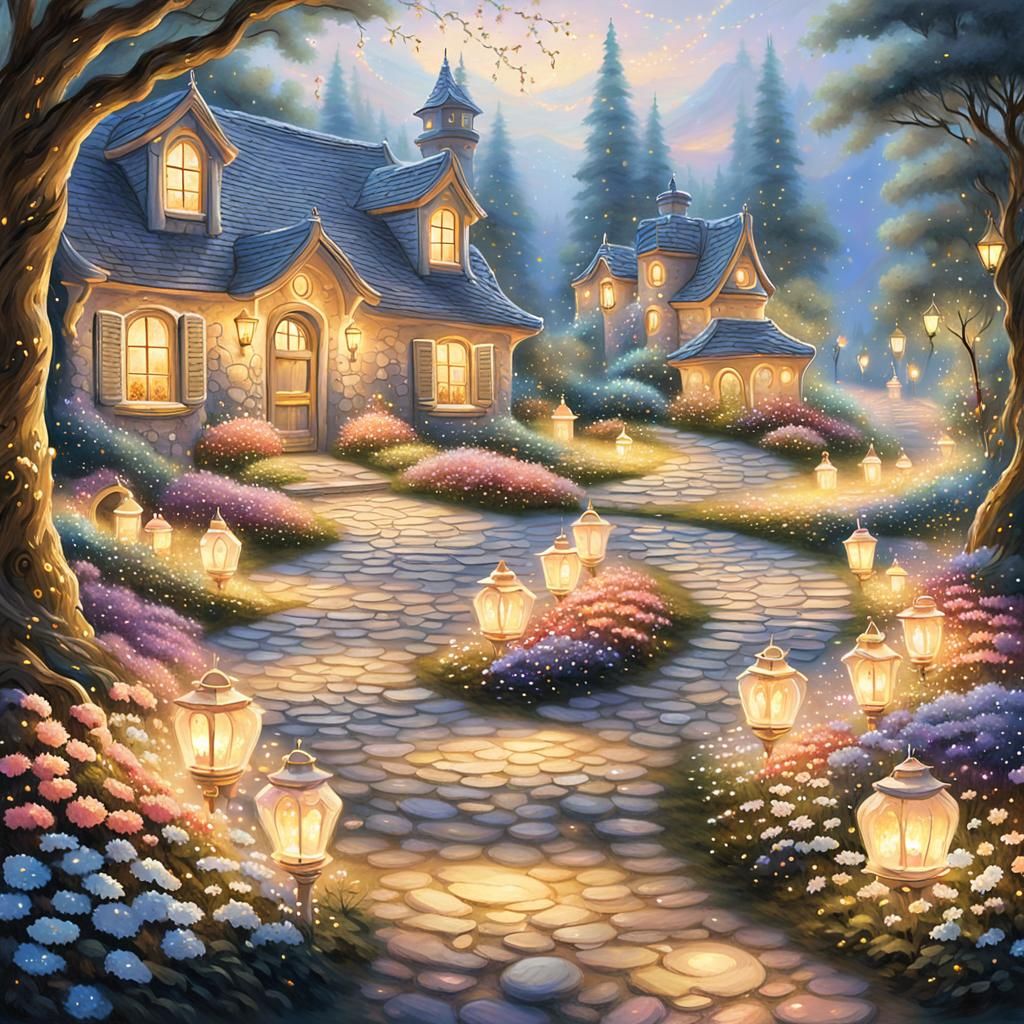 Magical Flower Garden in Dreamy Painting Style