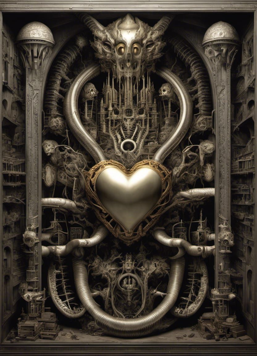 Surreal 3D Heart in Horror Style