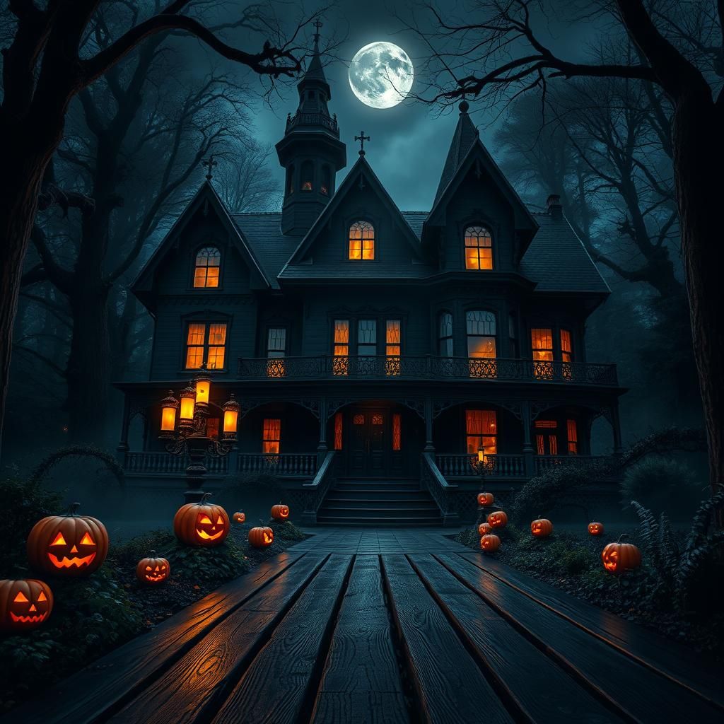 Dark Victorian Mansion in Gothic Oil Painting Style