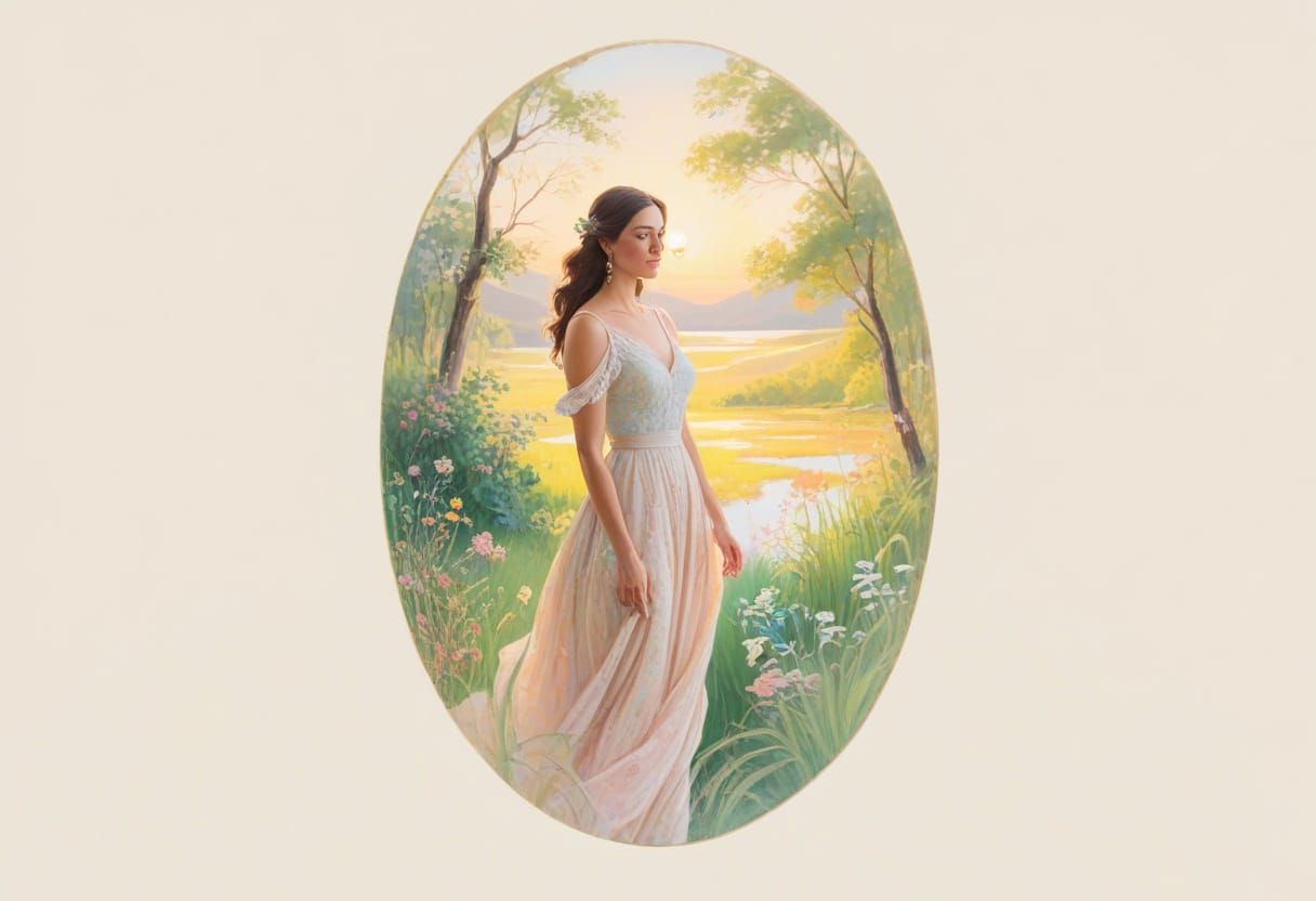 Lush Landscape: Oil Painting in Hudson River School Style