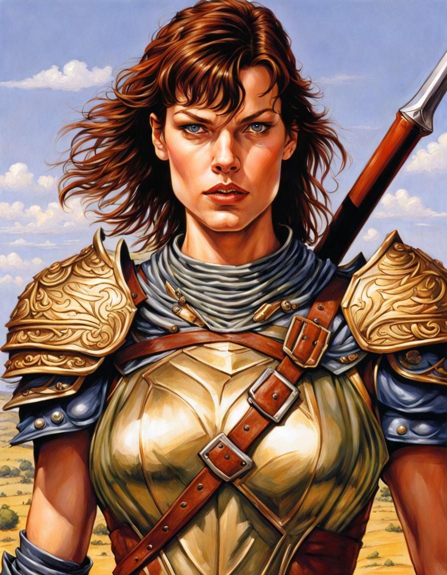 Woman in Armor Portrait in Larry Elmore Style