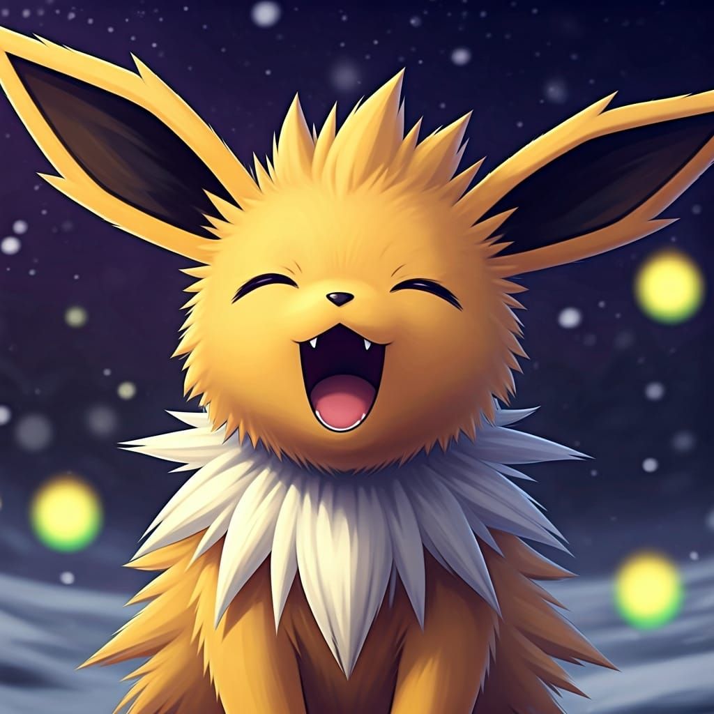 Cute Chibi Jolteon's Joyful Snow Dance