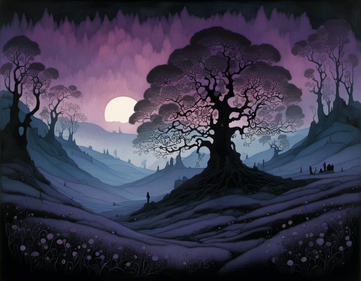 Misty Moor Landscape in Mignola and Kehoe Style